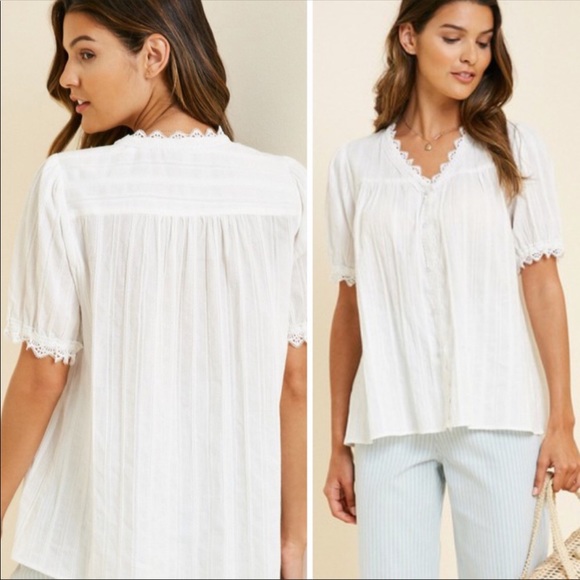 💃🏻Boho lace Button Down Top - Picture 3 of 12